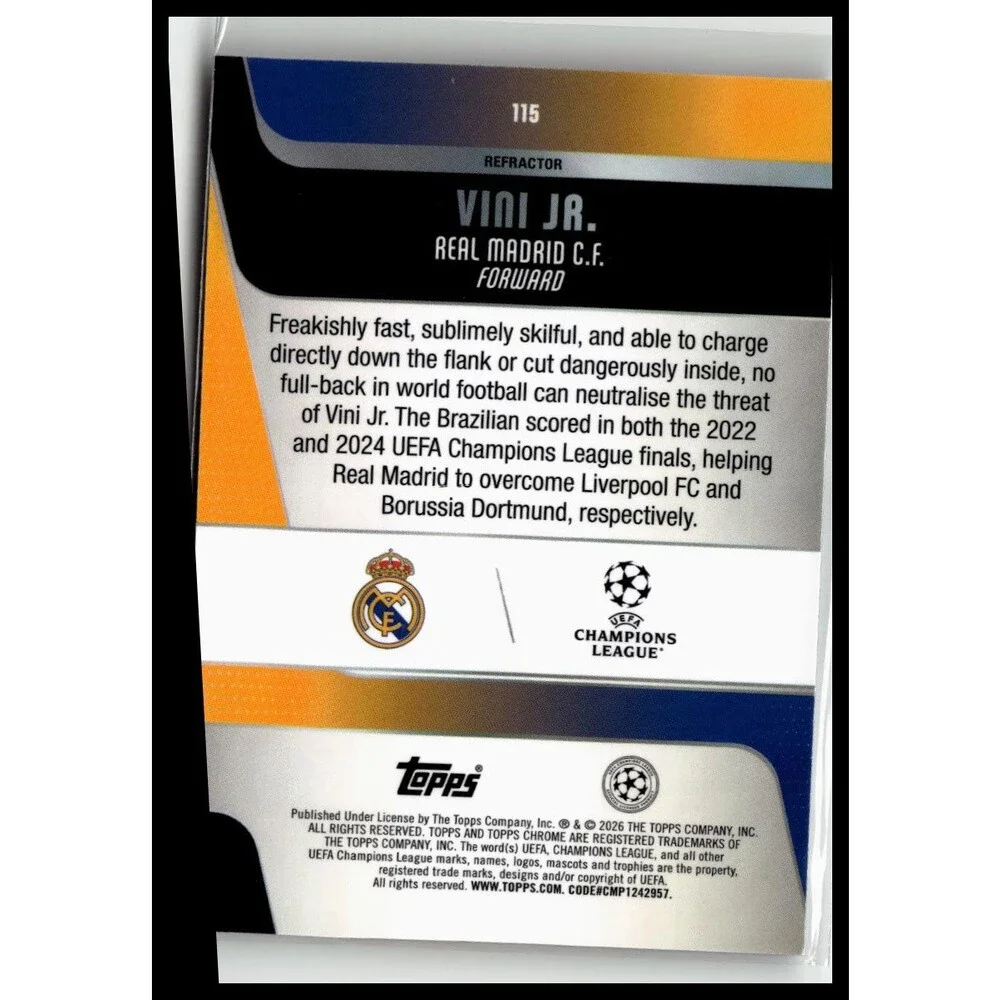 2025-26 Topps Chrome UEFA Vini Jr. #115 Real Madrid CF Refractor
